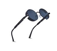 besbomig Retro Circle Sunglasses Steampunk Style Eyewear - Vintage UV400 Protection Polarized Sunglasses Round Lens Metal Frame for Men Women Unisex