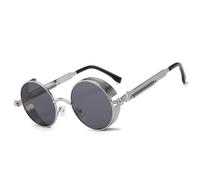 besbomig Retro Circle Sunglasses Steampunk Style Eyewear - Vintage UV400 Protection Round Lens Metal Frame for Men Women Unisex