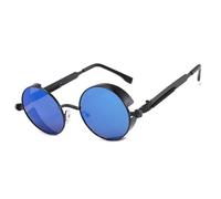 besbomig Retro Circle Sunglasses Steampunk Style Eyewear - Vintage UV400 Protection Round Lens Metal Frame for Men Women Unisex