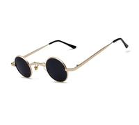 besbomig Retro Small Round Sunglasses Womens Mens, Mini Fashion Vintage Hippy Circle Glasses Steampunk Goggles Rave Hippie Eyewear UV400 Protection