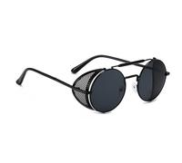 besbomig Retro Steampunk Style Sunglasses for Mens and Womens Round Polarised Sunglasses Vintage Eyewear Polarized UV400 Protection Driving Travelling Sports Goggles