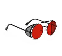 besbomig Retro Steampunk Style Sunglasses for Mens and Womens Round Polarised Sunglasses Vintage Eyewear Polarized UV400 Protection Driving Travelling Sports Goggles