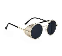 besbomig Retro Steampunk Style Sunglasses for Mens and Womens Round Polarised Sunglasses Vintage Eyewear Polarized UV400 Protection Driving Travelling Sports Goggles