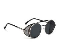 besbomig Retro Steampunk Style Sunglasses for Mens and Womens Round Polarised Sunglasses Vintage Eyewear Polarized UV400 Protection Driving Travelling Sports Goggles