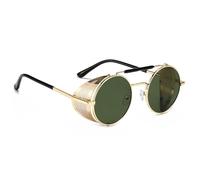 besbomig Retro Steampunk Style Sunglasses for Mens and Womens Round Polarised Sunglasses Vintage Eyewear Polarized UV400 Protection Driving Travelling Sports Goggles