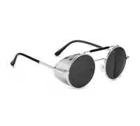 besbomig Retro Steampunk Style Sunglasses for Mens and Womens Round Polarised Sunglasses Vintage Eyewear Polarized UV400 Protection Driving Travelling Sports Goggles