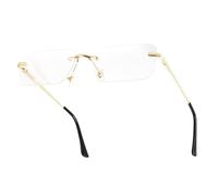 besbomig Rimless Rectangle Sunglasses - UV Protection Fashion Tinted Frameless Sunglasses Vintage Eyewear Retro Rave Glasses for Women Men Eyeglasses for Party Costume Accessories