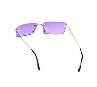 besbomig Rimless Rectangle Sunglasses - UV Protection Fashion Tinted Frameless Sunglasses Vintage Eyewear Retro Rave Glasses for Women Men Eyeglasses for Party Costume Accessories