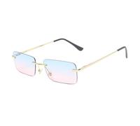 besbomig Rimless Rectangle Sunglasses - UV Protection Fashion Tinted Frameless Sunglasses Vintage Eyewear Retro Rave Glasses for Women Men Eyeglasses for Party Costume Accessories