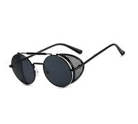besbomig Steampunk Style Sunglasses for Mens and Womens Round Retro Polarised Sunglasses Vintage Eyewear Polarized UV400 Protection Driving Travelling Sports Goggles
