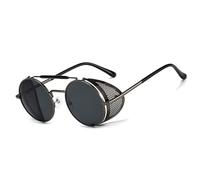besbomig Steampunk Style Sunglasses for Mens and Womens Round Retro Polarised Sunglasses Vintage Eyewear Polarized UV400 Protection Driving Travelling Sports Goggles