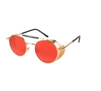 besbomig Steampunk Style Sunglasses for Mens and Womens Round Retro Polarised Sunglasses Vintage Eyewear Polarized UV400 Protection Driving Travelling Sports Goggles