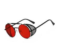 besbomig Steampunk Style Sunglasses for Mens and Womens Round Retro Polarised Sunglasses Vintage Eyewear Polarized UV400 Protection Driving Travelling Sports Goggles