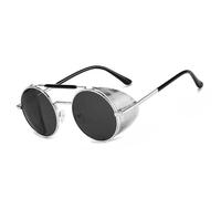 besbomig Steampunk Style Sunglasses for Mens and Womens Round Retro Polarised Sunglasses Vintage Eyewear Polarized UV400 Protection Driving Travelling Sports Goggles