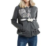 besbomig Women Hoodie with Pet Big Pouch - Lightweight Cozy Faux Fleece Long Sleeve Casual Warm Sweatshirt Pullover Hoodies Tops for Autumn Winter