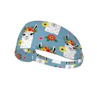 BESCHOC Head Wraps Elastic Bandana Alpaca llama flower Headband Workout Women Hair Bands