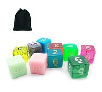 Bescon 10pcs Set of 6 Sided Dice (numbered 1-6), 10 Count Assorted Random Multi Effected&Colored Pack of D6 in Drawstring Pouch