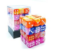 Bescon 12mm 6 Sided Dice 36 in Cube, 12mm Six Sided Die (36) Block of Dice, Gemini Effect in All Assorted Flower Colors