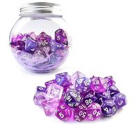 Bescon 35pcs Polyhedral RPG Dice Amethysts Set, DND Role Playing Game Dice Purple Sets 5X7pcs