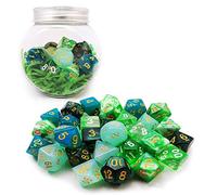 Bescon 35pcs Polyhedral RPG Dice Emeralds Set, DND Role Playing Game Dice Green Sets 5X7pcs