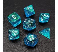 Bescon Blue Shimmery Dice Set, Polyhedral RPG Game 7-dice Set in Brick Box Packing