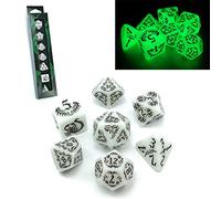 BESCON DARK ELVES Glowing Dice Set (7 piece), Oversized GLOW IN DARK Carved Role Playing Games RPG Dice Set
