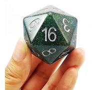 Bescon Glitter Jumbo D20 38MM, Big Size 20 Sides Dice Glitter Turquoise Green, Big 20 Faces Cube 1.5 inch