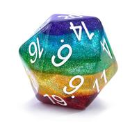 Bescon Jumbo 20 Sides Dice 1.5 inch in Colorful Multi-layer Design, 38MM Over-sized D20 Dice Big Size Multi Layered with Rich Colors