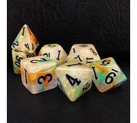 Bescon Magical Stone Dice Set Series, 7pcs Polyhedral RPG Dice Set Gold Ore, Polybag Packing