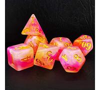 Bescon Magical Stone Dice Set Series, 7pcs Polyhedral RPG Dice Set RoseQuartz, Polybag Packing