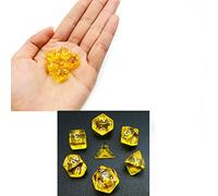 Bescon Mini Translucent Polyhedral RPG Dice Set 10MM, Small RPG Role Playing Game Dice Set D4-D20 in Tube, Transparent Yellow