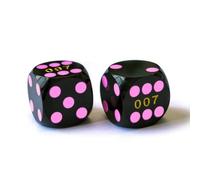 Bescon Professional Precision Dice Round Corner 9/16" (14.3mm) with Colorful Dots, Colored Dots Precision Backgammon Dice 14.3MM (Black Dice with pink dots)