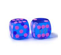 Bescon Professional Precision Dice Round Corner 9/16" (14.3mm) with Colorful Dots, Colored Dots Precision Backgammon Dice 14.3MM (Gem Blue Dice with pink dots)