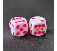Bescon Professional Precision Dice Round Corner 9/16" (14.3mm) with Colorful Dots, Colored Dots Precision Backgammon Dice 14.3MM (White Dice with pink dots)