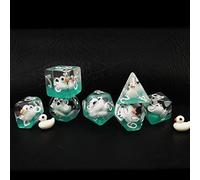 Bescon Swimming WhiteDuck RPG Dice Set of 7, Novelty White Duck Polyhedral Game Dice Age 5+ set