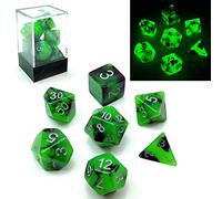 Bescon Two-Tone Glow-in-the-Dark Polyhedral Dice Set SPOOKY ROCKS, Luminous RPG Dice Set d4 d6 d8 d10 d12 d20 d% Brick Box Packing