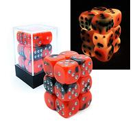 Bescon Two Tone Glowing Dice D6 16mm 12pcs Set HOT ROCKS, 16mm Six Sided Die (12) Block of Glowing Dice