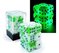 Bescon Two Tone Glowing Dice D6 16mm 12pcs Set Luminous Jade, 16mm Six Sided Die (12) Block of Glowing Dice