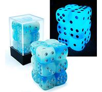 Bescon Two Tone Glowing Dice D6 16mm 12pcs Set of ICY ROCKS, 16mm Six Sided Die (12) Block of Glowing Dice