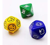 Bescon's Emotion, Weather and Direction Dice Set, 3 piece Proprietary Polyhedral RPG Dice Set in Blue, Green, Yellow