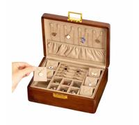 Bescott 2 Layer Solid Wooden Jewelry Box with Lock and Key for Women Men Vintage Velvet Wood Jewelry Organizer Storage for Earrings Rings Necklaces Bracelet Watch Mother’s Day Gift