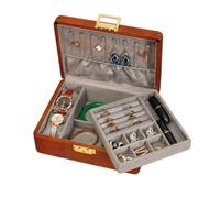 Bescott 2 Layer Solid Wooden Jewelry Box with Lock and Key for Women Men Vintage Velvet Wood Jewelry Organizer Storage for Earrings Rings Necklaces Bracelet Watch Mother’s Day Gift