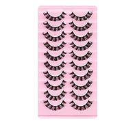 BesDirect 10 Pair 3D Russian Strip Lashes,D Curl Wispy Eyelashes,Natural Fluffy False Lashes,Natural Look Short Eye Lashes