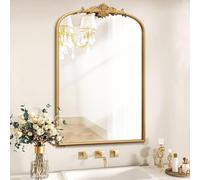 Besdomus Arched Mirror, 36" x 24" Gleaming Gold Traditional Vintage Ornate Baroque Mirror Antique Style Wall Mounted Mirrors for Entryway, Fireplace, Living Room, Hallway, Bathroom
