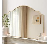 Besdomus Gold Scalloped Wall Mirror: 40"x29" Large Modern Minimalist Bathroom Mirror - Decorative Vanity Arched Mirrors for Dresser/Entryway/Fireplace/Mantle/Living Room - Home Decor for Housewife