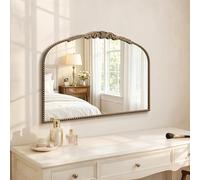 Besdomus Gold Vintage Vanity Mirror: 24"x 32" French Baroque Arched Mirror - Traditional Ornate Antique Mirrors for Wall/Dresser/Mantel/Bedroom/Entryway/Bathroom/Hallway - Home Decor for Living Room