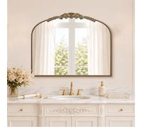 Besdomus Large Vintage Arched Mirror: 91x74cm French Gold Bathroom Mirror | Traditional Ornate Antique for Fireplace/Dresser/Entryway/Living Room - Ideal for Bathroom Remodel