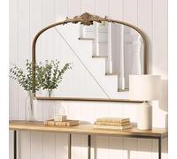 Besdomus Vintage Arched Gold Mirror: 32"x24" Large Gold Vintage Wall Mounted Mirror - Baroque Traditional Ornate for Entryway/Fireplace/Bathroom/Hallway - Wall Decor for Fashion-Conscious