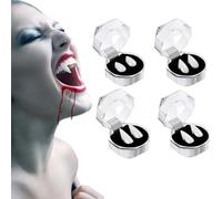 beseloa Halloween Vampire Fangs, 2 Pairs Retractable Vampire Tooth, No Gum Irritation Reusable Vampire Teeth for Kids Adults Halloween