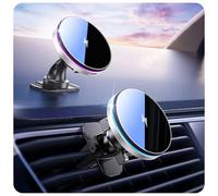 Beser for MagSafe Car Mount Charger, (4.13 lbf) Large Magnetic, 15W Qi Wireless Charger for Car, Vent/Dashboard, Phone Holder for iPhone 16/15/14/13/12 series, 7 Color Lights, Aluminium, Grey